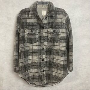 Joie Shacket Women’s Small Gray Plaid Flannel Jacket Pockets